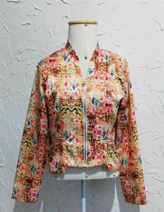 Jaqueta blazer estampada- Tam. 38 - Catavintage Brechó