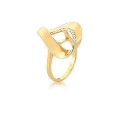 Anel Gota, cravejado de zircônias, banhado a louro 18k