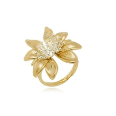 Anel Blossom Side Flôr, banho fosco ouro 18k