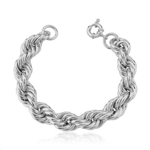 Pulseira cordão bahiano 15mm banho ródio