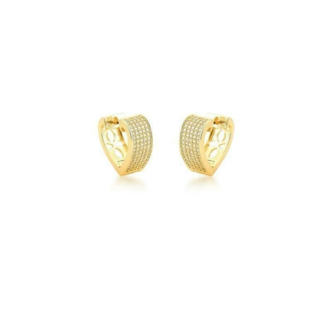 Argola coraçâo 7 fileiras zircônias 17x7x16, banho ouro