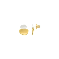 Brinco Go Flat Duo, mix de banhos silver ouro acetinado