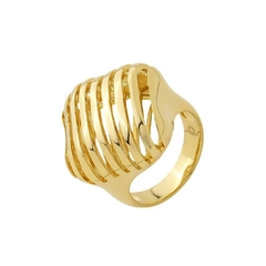 Anel Flower Curves banhado em ouro