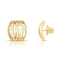 Brinco Waveline cravejado banhado em ouro