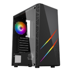 GABINETE RAPTOR BLAZE FORCE TG MID-TOWER RGB FAN X1 W/BUTTON CONTROL
