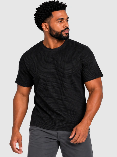 Camiseta Texturizada Masculino Camisa Básica - Preto