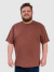 Camiseta Masculina Básica Plus Size - Marrom