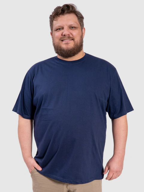 Camiseta Masculina Básica Plus Size - Marinho