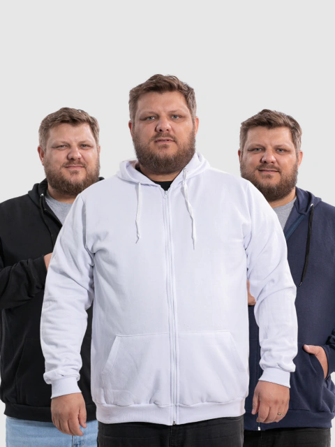 Kit 3 Casaco Plus Size Ziper Algodão - Opção 1