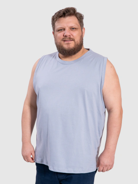 Regata Masculina Básica Plus Size - Cinza