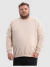 Blusa Moletom Gola Careca Plus Size Masculino - Caqui