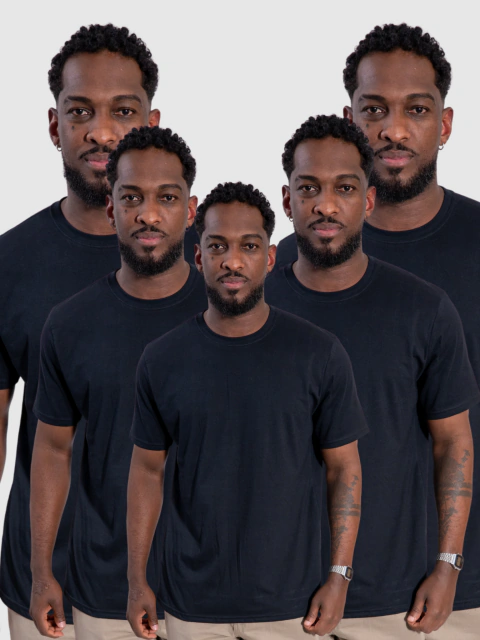Kit 5 Camiseta Masculino Básica Liso Algodão Verão - Opção 1