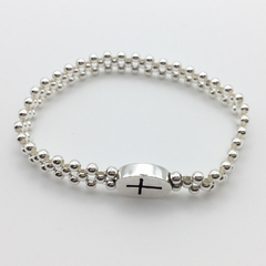 Pulsera tejida Oval Black Cross