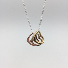 Collar Corazones Tres Tonos Plata .925