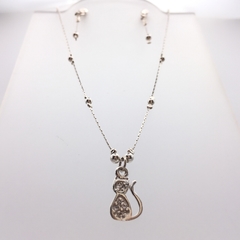 Set Gato con cristales colgando SALX15 - Silveralia925 by 1925