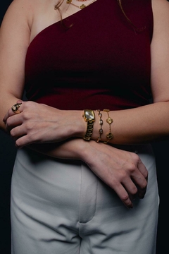 Pulseira inspiração trevo aço inoxidável - comprar online