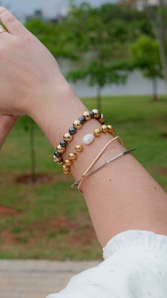 pulseira pedras pretas semi jóia na internet