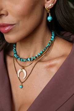 colar azul turquesa semi jóia - comprar online