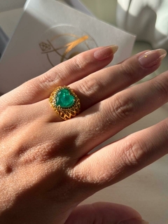anel coração verde semi jóia - comprar online