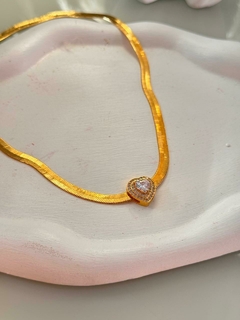 Chocker malha coração folheado