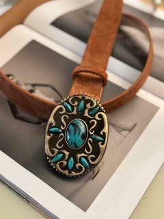 cinto 100% couro camurça pedra azul - comprar online