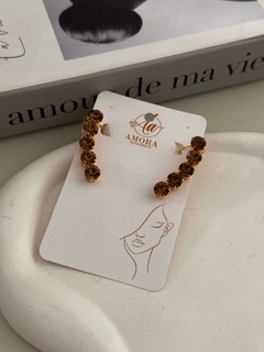 Brinco earcuff pedra marrom folheado - comprar online