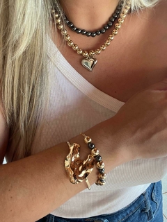 Bracelete coração martelado semi jóia - loja online