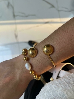 Pulseira esferas e pérola folheado - comprar online