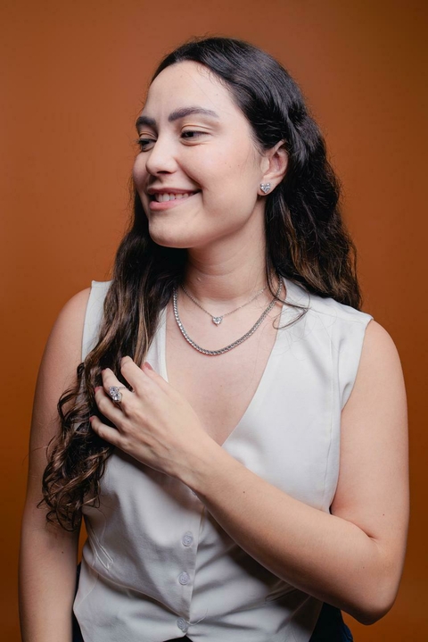 Conjunto coração zircônia semi jóia - comprar online
