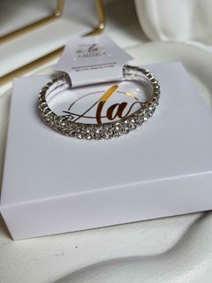pulseira elástico strass aço inoxidável