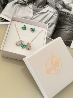 Conjunto coração zircônia semi jóia - loja online