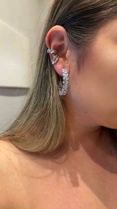Argola zircônias folheada a prata na internet