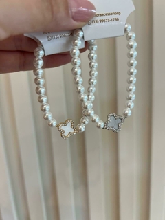 PULSEIRA ELÁSTICO TREVO FOLHEADA E CRAVEJADA - comprar online