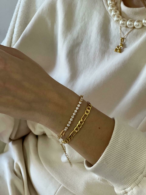 Pulseira elos folheada a ouro