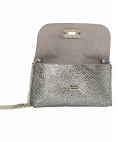 clutch metalizada chumbo - loja online