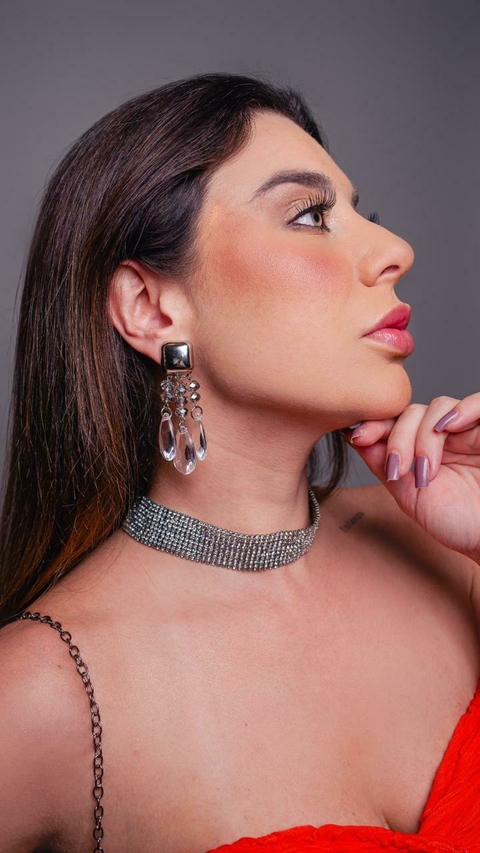 Chocker malha zircônias folheada a prata