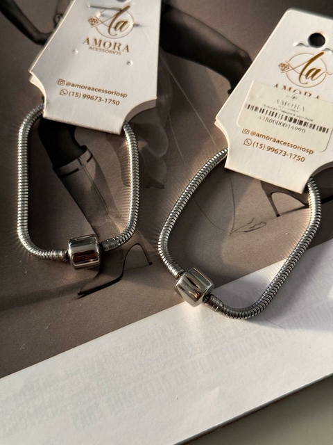 Pulseira inspiração pandora em aço inoxidável