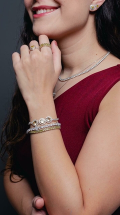 Pulseira cravejada 3 pontos semi jóia