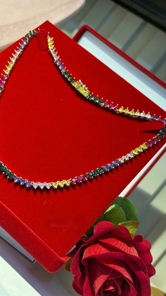 colar Riviera coração colorida folheada a ouro - loja online