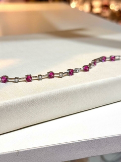 Pulseira pedra rosa semi jóia - comprar online