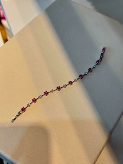 Pulseira pedra rosa semi jóia na internet