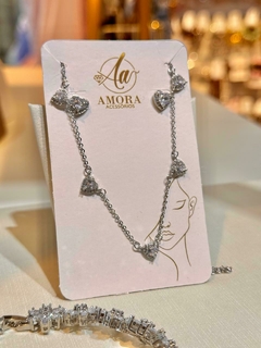 conjunto coração banhada a prata semi jóia - comprar online