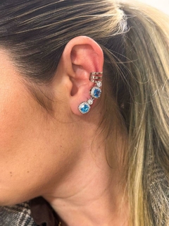 brinco earcuff pedras azuis semi jóia na internet