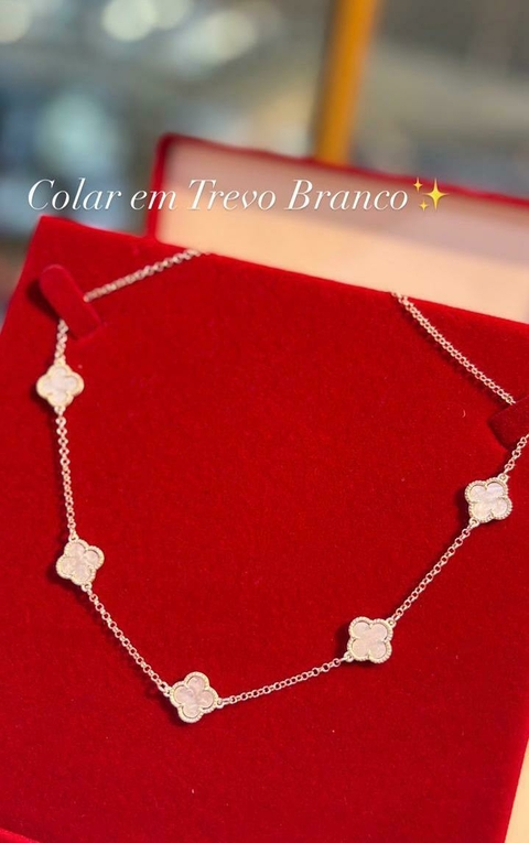 chocker trevos madrepérola prata 925 - comprar online