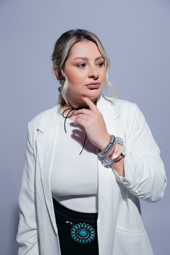 bracelete acrilico transparente quadrado - comprar online