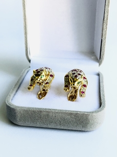 Brinco Pantera em Ouro 18k e Pedras Preciosas - loja online