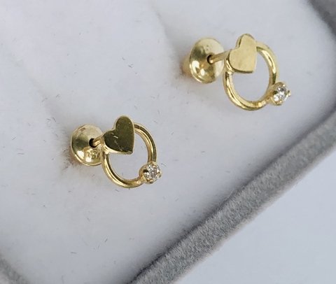 Brinco de Coração em Ouro 18k e Diamante