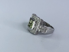 Anel em Ouro Branco, Diamante e Turmalina - loja online