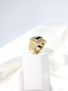 Anel em Ouro 18K, Diamantes e Ônix