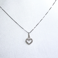 Pingente de Coração em Ouro Branco e Diamante